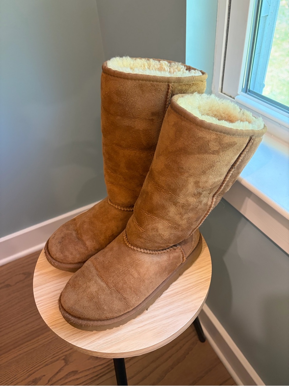 UGG Classic Tall Suede Shearling Boots in Chestnut Brown